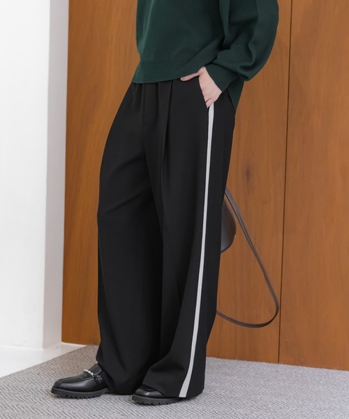 Elura(エルーラ)の「<WEB限定>スリムウォームラインワイドパンツ/591846(その他パンツ・レディース・チェック/ベージュ/ブラック/ライトグレー・FREE)」の5枚目の写真