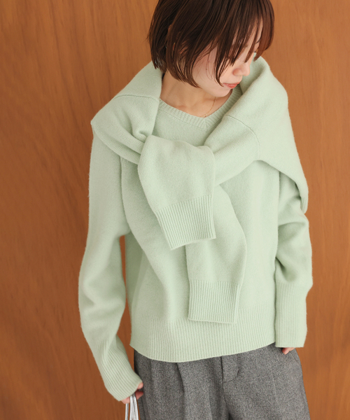 JOURNAL STANDARD relume（ジャーナルスタンダード　レリューム）の「《追加 / 新色》ウールカシミヤVネックプルオーバー（ニット/セーター・レディース・チャコールグレー/レッド/グリーン/ベージュ系その他・FREE）」の4枚目の写真