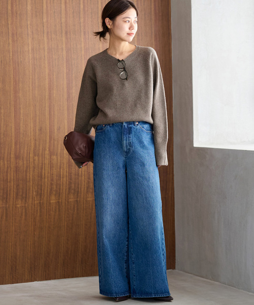 JOURNAL STANDARD relume（ジャーナルスタンダード　レリューム）の「《追加 / 新色》ウールカシミヤVネックプルオーバー（ニット/セーター・レディース・チャコールグレー/レッド/グリーン/ベージュ系その他・FREE）」の12枚目の写真