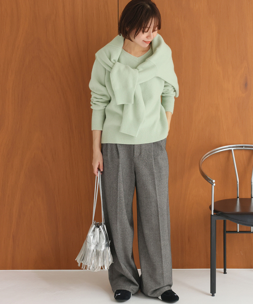 JOURNAL STANDARD relume（ジャーナルスタンダード　レリューム）の「《追加 / 新色》ウールカシミヤVネックプルオーバー（ニット/セーター・レディース・チャコールグレー/レッド/グリーン/ベージュ系その他・FREE）」の21枚目の写真