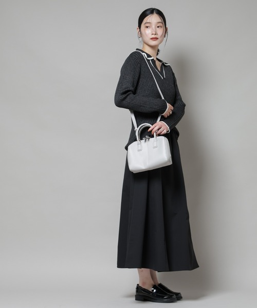 NANO universe(ナノユニバース)の「2wayショルダースクエアミニボストンバッグ(ショルダーバッグ・レディース・ブラック/ライトグレー/ブラウン・F)」の8枚目の写真