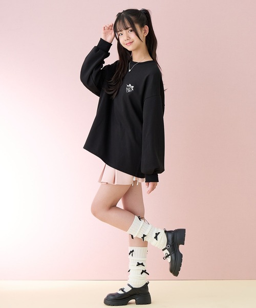 Amourire girl（アムリールガール）の「バックレースアッププルオーバー（スウェット・キッズ・サックスブルー/ブラック・160cm/150cm/140cm/130cm）」の21枚目の写真