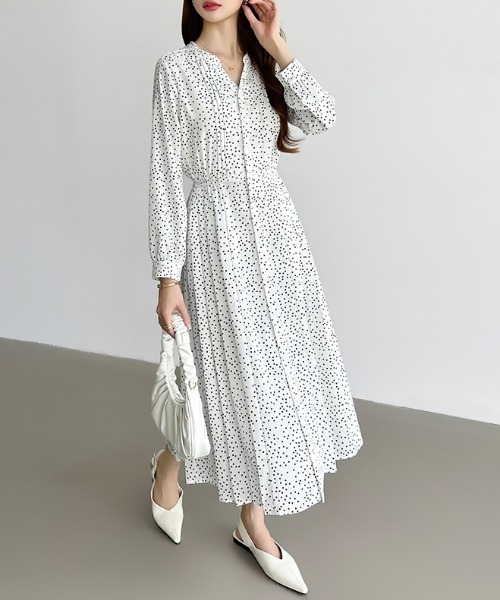 セール】【花柄/ドット柄 選べるデザイン】 上品に着映える ロング
