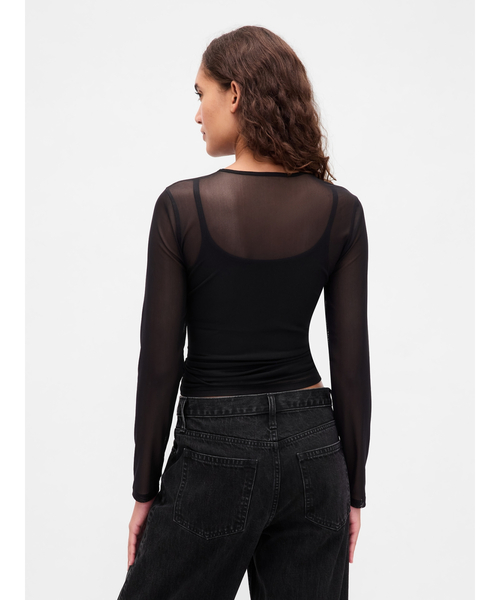 GAP（ギャップ）の「メッシュ クロップドtシャツ（Tシャツ/カットソー・レディース・ブラック系その他/ブラック・XS/S/XXS/M/L/XL）」の4枚目の写真