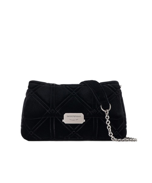 EMPORIO ARMANI(エンポリオアルマーニ)の「【エンポリオ アルマーニ】ミニバッグ ベルベット エンボスモチーフ チェーンショルダーストラップ付き(ショルダーバッグ・レディース・ブラック・FREE)」の1枚目の写真