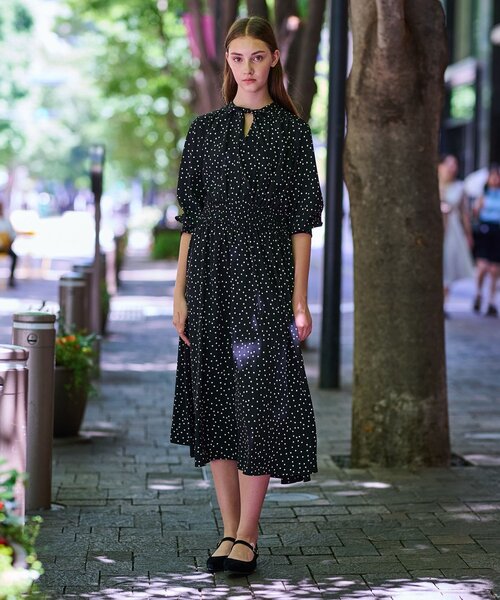 DRESSTERIOR / シフォンドレープワンピース/長袖ワンピース/FREE/ポリエステル/BRW/085-53051 DRESSTERIOR（ドレステリア）の「◇シフォンドレープワンピース