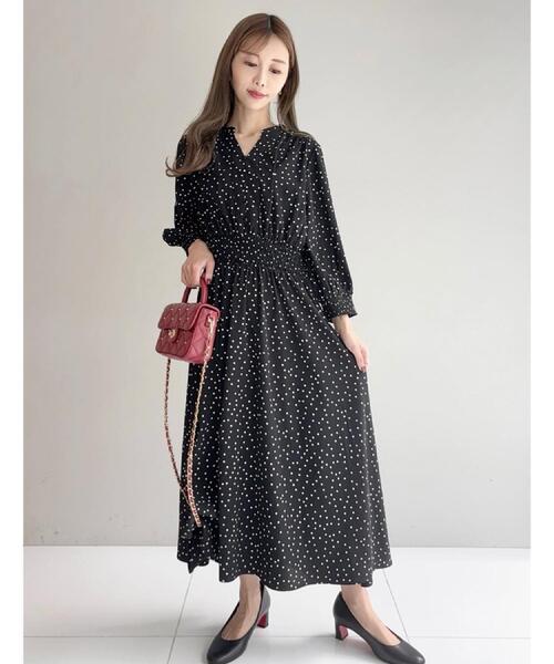 DRESSTERIOR(ドレステリア)の「【手洗い可】ウエストシャーリングドットワンピース(ワンピース・レディース・ブラック系・38/36/34)」の13枚目の写真
