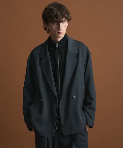 セットアップ対応〉AQUA WOOLカルゼダブルジャケット（セットアップ