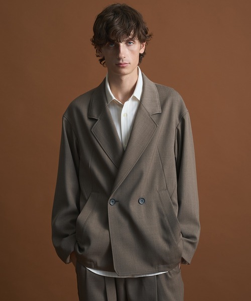 セットアップ対応〉AQUA WOOLカルゼダブルジャケット（セットアップ