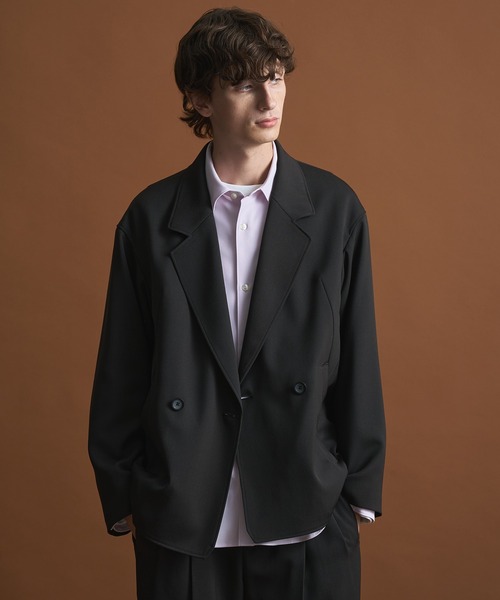 セットアップ対応〉AQUA WOOLカルゼダブルジャケット（セットアップ