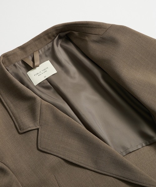 PUBLIC TOKYO（パブリックトウキョウ）の「〈セットアップ対応〉AQUA WOOLカルゼダブルジャケット /テーラードジャケット/セットアップ（セットアップ・メンズ・ダークベージュ/ダークブラウン/ダークネイビー/ヘザーチャコール・1/2）」の19枚目の写真