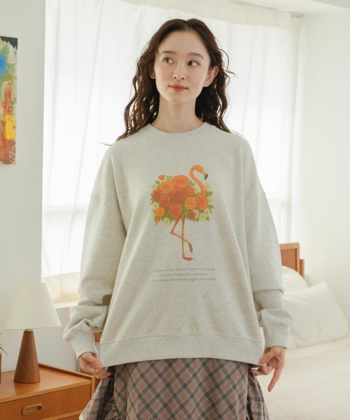 eLur（エラー）の「フラワーアニマルプリントスウェット（スウェット・レディース・イエロー/アイボリー・FREE）」の4枚目の写真