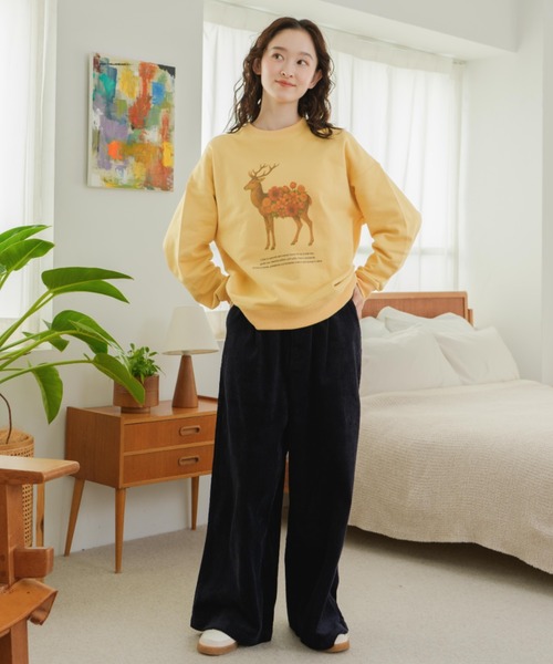 eLur（エラー）の「フラワーアニマルプリントスウェット（スウェット・レディース・イエロー/アイボリー・FREE）」の17枚目の写真