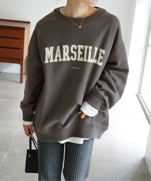 SLOBE IENA（スローブイエナ）の「《WEB限定/追加2》MARSEILLE ロゴスウェット（スウェット・レディース・チャコールグレー/アイボリー/グレー・FREE）」の9枚目の写真