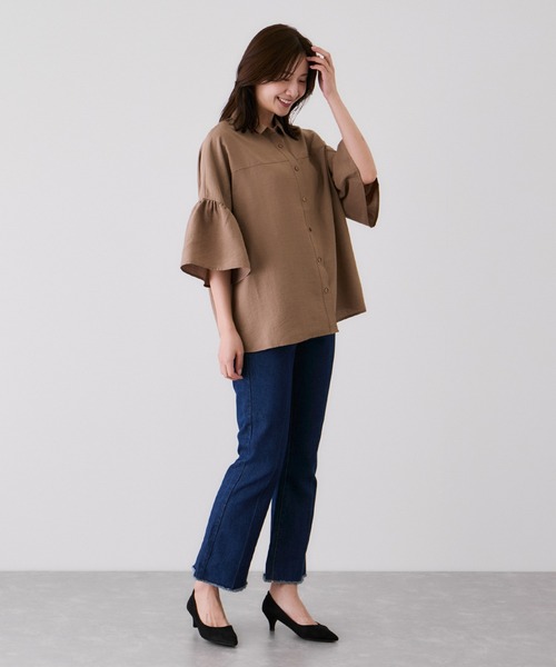 Jayro(ジャイロ)の「ギャザースリーブシャツ(シャツ/ブラウス・レディース・ミント/ブラック/ブラウン系その他2・38)」の14枚目の写真