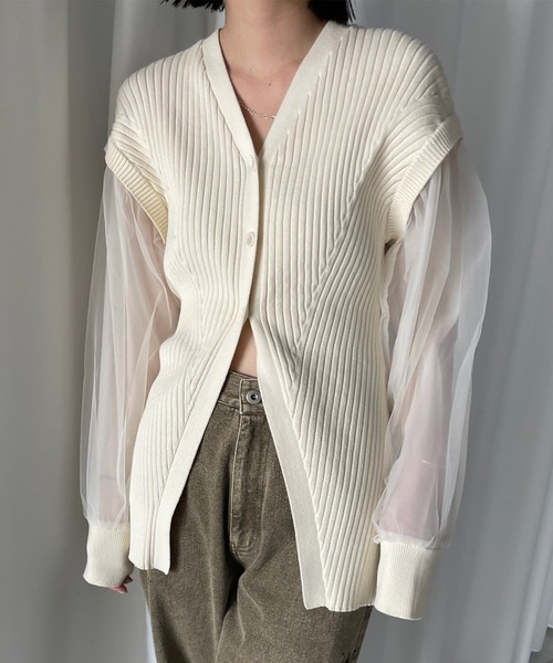 トップス andequal wave design sheer knit white wave design sheer knit – andequal
