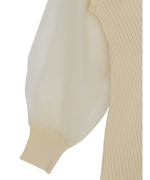 セール】SHEER SLEEVE WAVE KNIT CARDIGAN（カーディガン/ボレロ