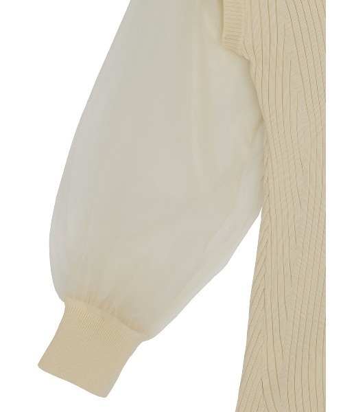 新品✦AMERI SHEER SLEEVE WAVE KNIT CARDIGAN セール】SHEER SLEEVE WAVE KNIT CARDIGAN（カーディガン/ボレロ
