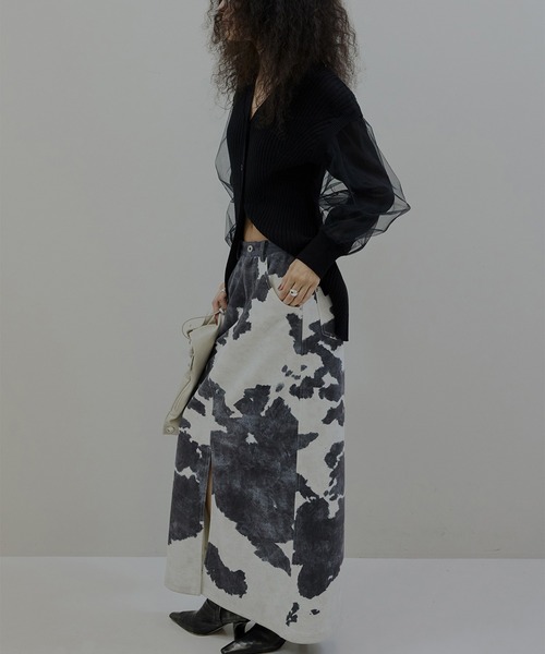 新品✦AMERI SHEER SLEEVE WAVE KNIT CARDIGAN セール】SHEER SLEEVE WAVE KNIT CARDIGAN（カーディガン/ボレロ