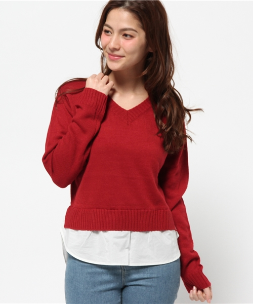 Kastane（カスタネ）の「ドッキングプルオーバー（ニット/セーター・レディース・ブラック/レッド・FREE）」の3枚目の写真