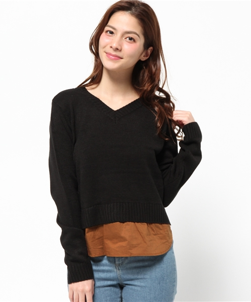 Kastane（カスタネ）の「ドッキングプルオーバー（ニット/セーター・レディース・ブラック/レッド・FREE）」の4枚目の写真