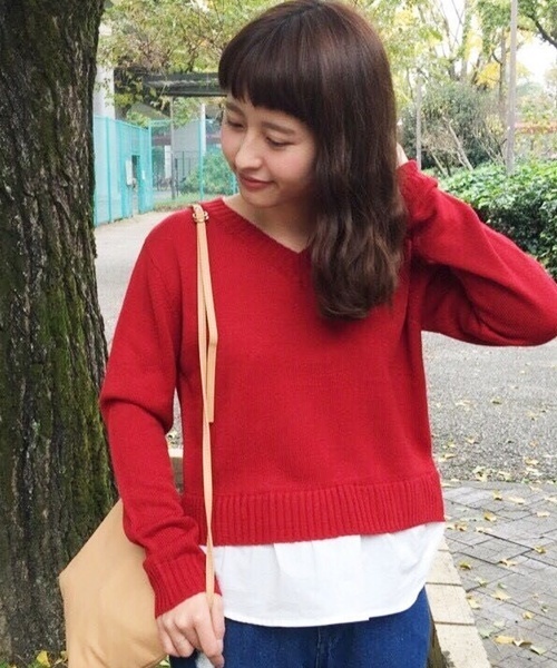 Kastane（カスタネ）の「ドッキングプルオーバー（ニット/セーター・レディース・ブラック/レッド・FREE）」の5枚目の写真