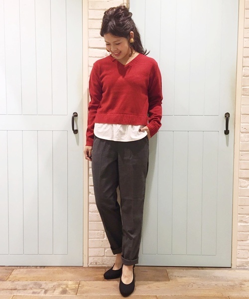 Kastane（カスタネ）の「ドッキングプルオーバー（ニット/セーター・レディース・ブラック/レッド・FREE）」の6枚目の写真