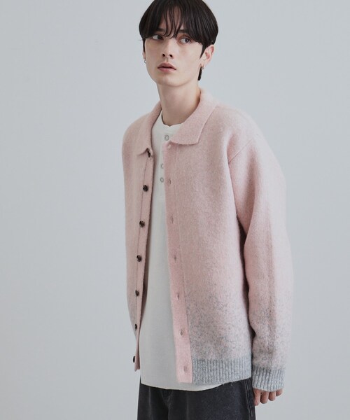 tk.TAKEO KIKUCHI（ティーケータケオキクチ）の「ミスティーシャギーカーディガン（カーディガン/ボレロ・メンズ・ベビーピンク/ライトグレー/グリーン系/ブラック・02/01/03）」の4枚目の写真