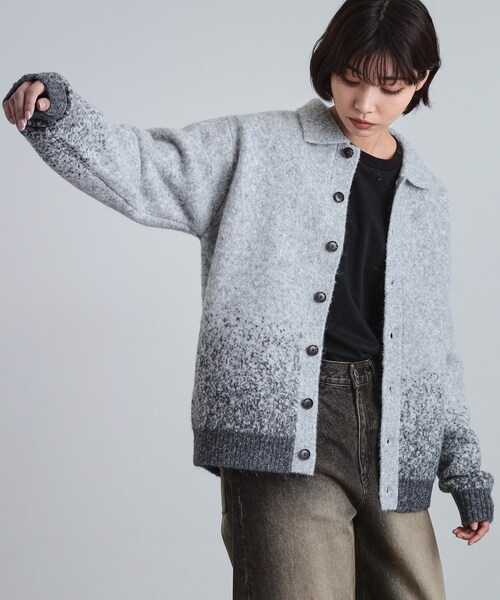 tk.TAKEO KIKUCHI（ティーケータケオキクチ）の「ミスティーシャギーカーディガン（カーディガン/ボレロ・メンズ・ベビーピンク/ライトグレー/グリーン系/ブラック・02/01/03）」の9枚目の写真