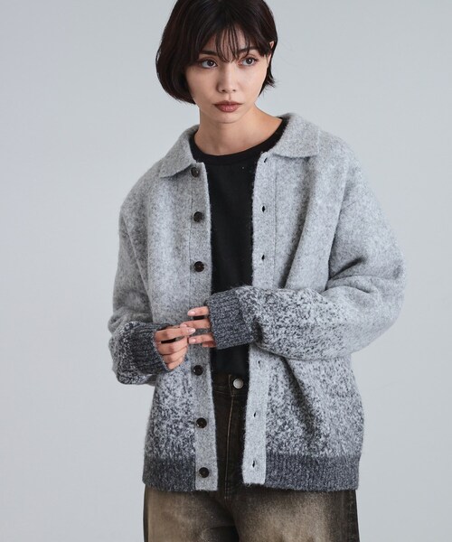 tk.TAKEO KIKUCHI（ティーケータケオキクチ）の「ミスティーシャギーカーディガン（カーディガン/ボレロ・メンズ・ベビーピンク/ライトグレー/グリーン系/ブラック・02/01/03）」の10枚目の写真