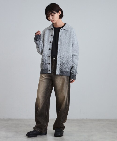 tk.TAKEO KIKUCHI（ティーケータケオキクチ）の「ミスティーシャギーカーディガン（カーディガン/ボレロ・メンズ・ベビーピンク/ライトグレー/グリーン系/ブラック・02/01/03）」の11枚目の写真