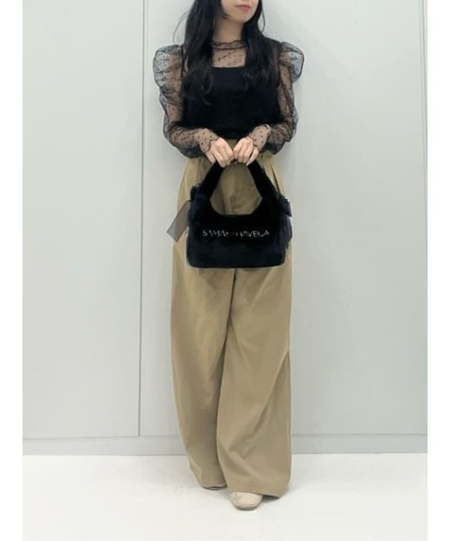 セール】シフォンリボンファーワンハンドルバッグ（ハンドバッグ