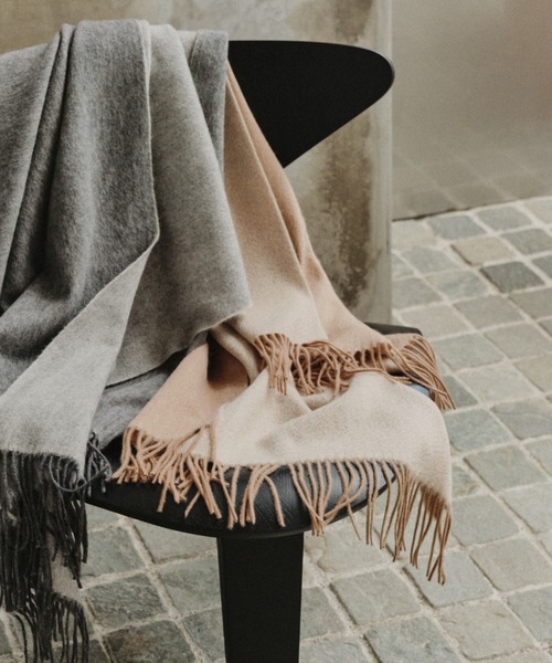 anuans ダブルフェイスウールストール ベージュ ダブルフェイスウールストール（ストール/ショール）｜anuans（ア