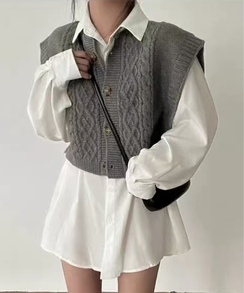 d.i.a ショート丈ベスト　黒 楽天市場】ニットベスト ショート丈（カラーブラック