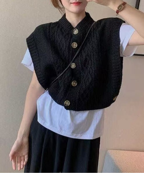 HYKE ニットベストショート丈 新品同様 HYKE 「HYKE」 ニットベスト - ブラック レディース : ZOZOTOWN