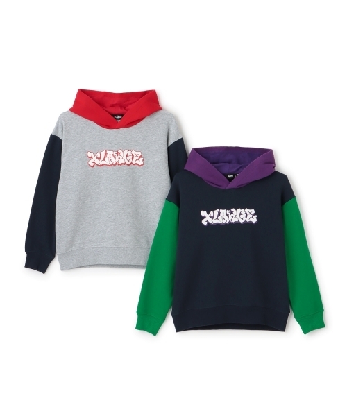 XLARGE KIDS（エクストララージキッズ）の「カラーブロックロゴパーカー（パーカー・キッズ・トップグレー/ネイビー・140cm/100cm/110cm/130cm/90cm/120cm）」の8枚目の写真