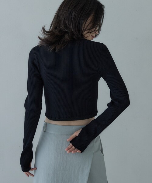 GALLEST(ギャレスト)の「クロップドリブホックカーディガン(カーディガン/ボレロ・レディース・グリーン系/ブラック/ライトグレー・38)」の7枚目の写真