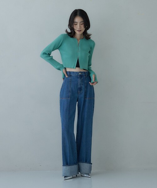 GALLEST(ギャレスト)の「クロップドリブホックカーディガン(カーディガン/ボレロ・レディース・グリーン系/ブラック/ライトグレー・38)」の10枚目の写真