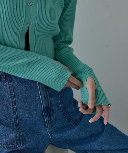 GALLEST(ギャレスト)の「クロップドリブホックカーディガン(カーディガン/ボレロ・レディース・グリーン系/ブラック/ライトグレー・38)」の13枚目の写真