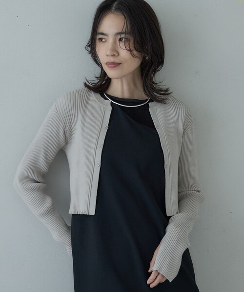 GALLEST(ギャレスト)の「クロップドリブホックカーディガン(カーディガン/ボレロ・レディース・グリーン系/ブラック/ライトグレー・38)」の18枚目の写真