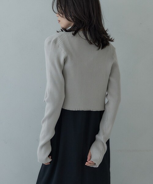 GALLEST(ギャレスト)の「クロップドリブホックカーディガン(カーディガン/ボレロ・レディース・グリーン系/ブラック/ライトグレー・38)」の17枚目の写真