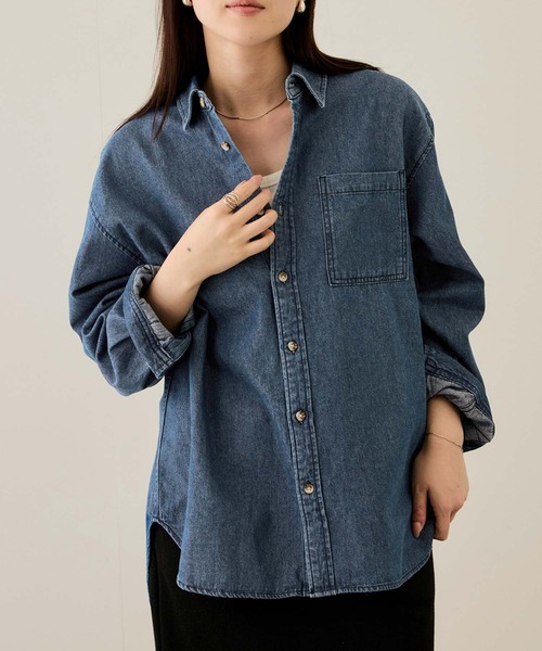 NAVY（ネイビー）の「nAvy ルーズデニムシャツ（シャツ/ブラウス・メンズ・ブラック系/ブルー系・S/M/L/XL）」の2枚目の写真