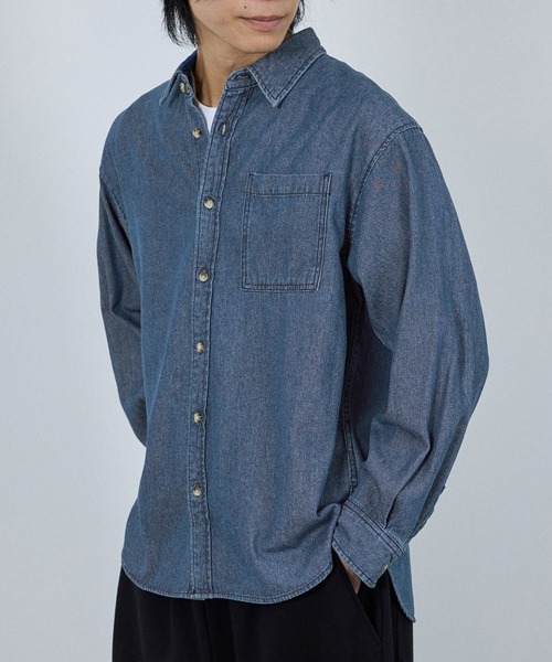 NAVY（ネイビー）の「nAvy ルーズデニムシャツ（シャツ/ブラウス・メンズ・ブラック系/ブルー系・S/M/L/XL）」の9枚目の写真