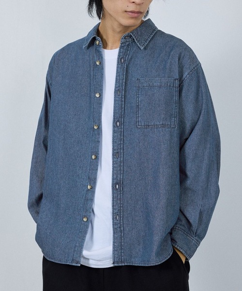 NAVY（ネイビー）の「nAvy ルーズデニムシャツ（シャツ/ブラウス・メンズ・ブラック系/ブルー系・S/M/L/XL）」の10枚目の写真