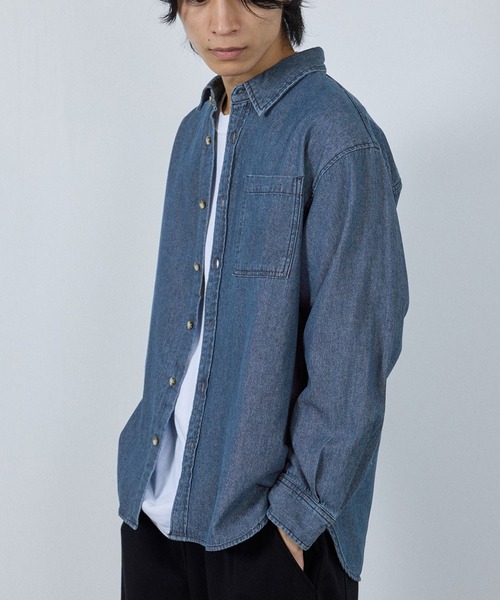 NAVY（ネイビー）の「nAvy ルーズデニムシャツ（シャツ/ブラウス・メンズ・ブラック系/ブルー系・S/M/L/XL）」の11枚目の写真