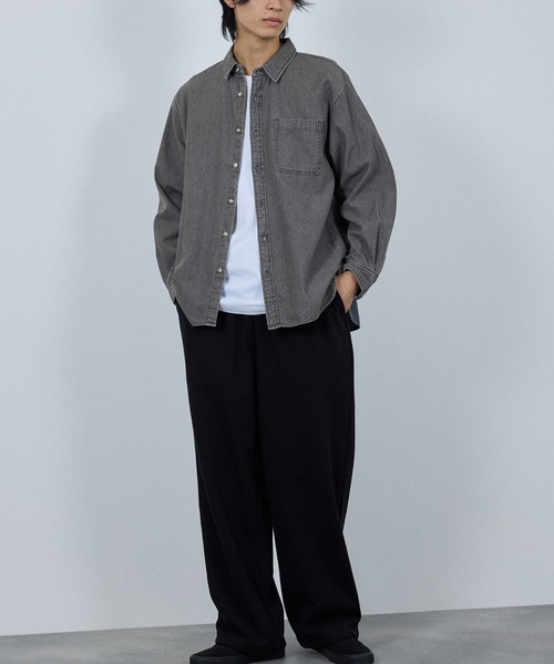 NAVY（ネイビー）の「nAvy ルーズデニムシャツ（シャツ/ブラウス・メンズ・ブラック系/ブルー系・S/M/L/XL）」の15枚目の写真