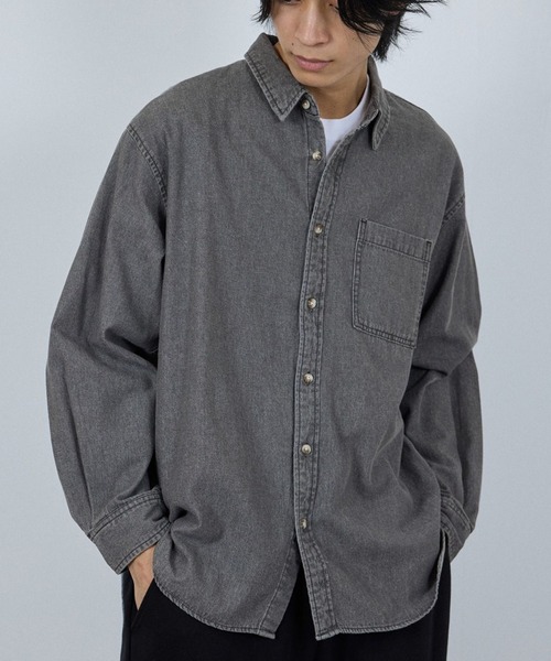 NAVY（ネイビー）の「nAvy ルーズデニムシャツ（シャツ/ブラウス・メンズ・ブラック系/ブルー系・S/M/L/XL）」の16枚目の写真