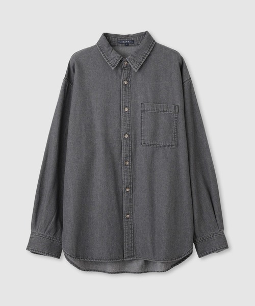 NAVY（ネイビー）の「nAvy ルーズデニムシャツ（シャツ/ブラウス・メンズ・ブラック系/ブルー系・S/M/L/XL）」の12枚目の写真
