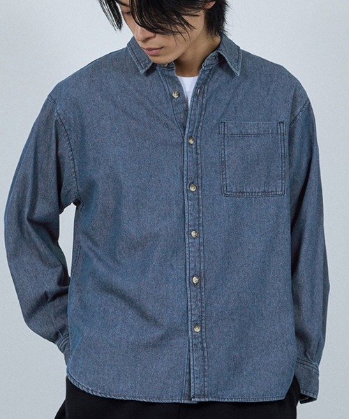 NAVY（ネイビー）の「nAvy ルーズデニムシャツ（シャツ/ブラウス・メンズ・ブラック系/ブルー系・S/M/L/XL）」の8枚目の写真