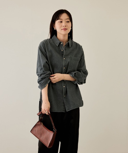 NAVY（ネイビー）の「nAvy ルーズデニムシャツ（シャツ/ブラウス・メンズ・ブラック系/ブルー系・S/M/L/XL）」の20枚目の写真